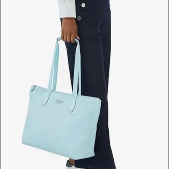 Kate Spade Mel Nylon PACKABLE Tote Aqua Pool Blue - Picture 2 of 12